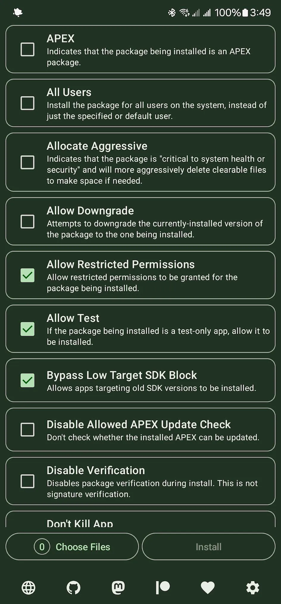Install with Options Screenshot