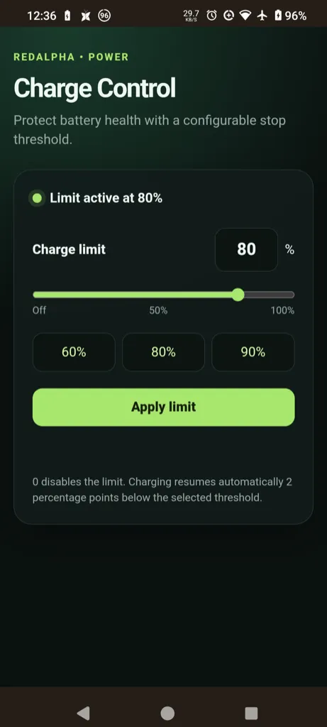 RedAlpha Charge Control Screenshot