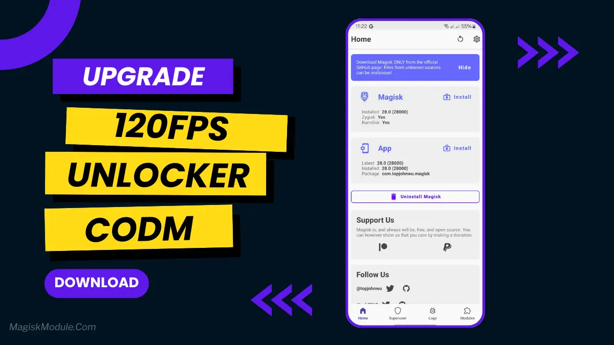 Call of Duty Mobile 120FPS Unlocker Magisk Module logo