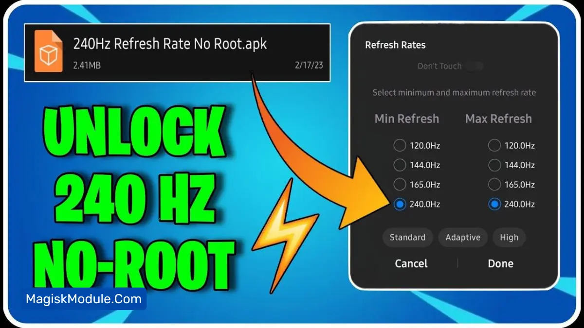 240Hz Refresh Rate Ported App (No Root Required) logo