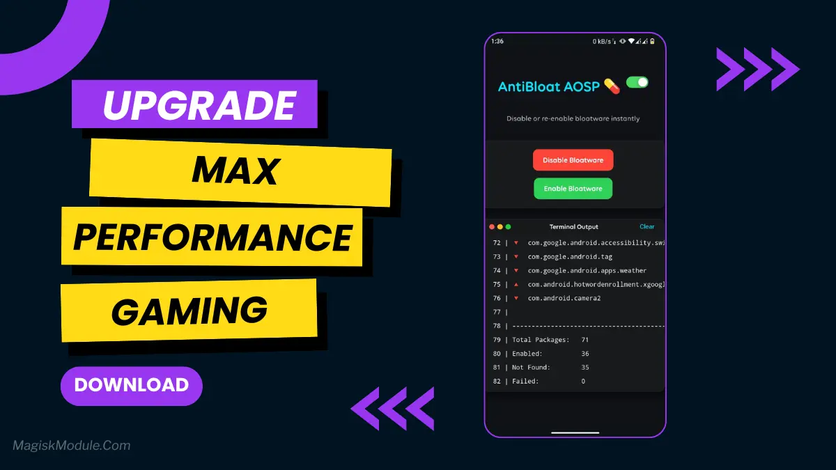 AntiBloat AOSP Magisk Module: Disable Unwanted Apps logo