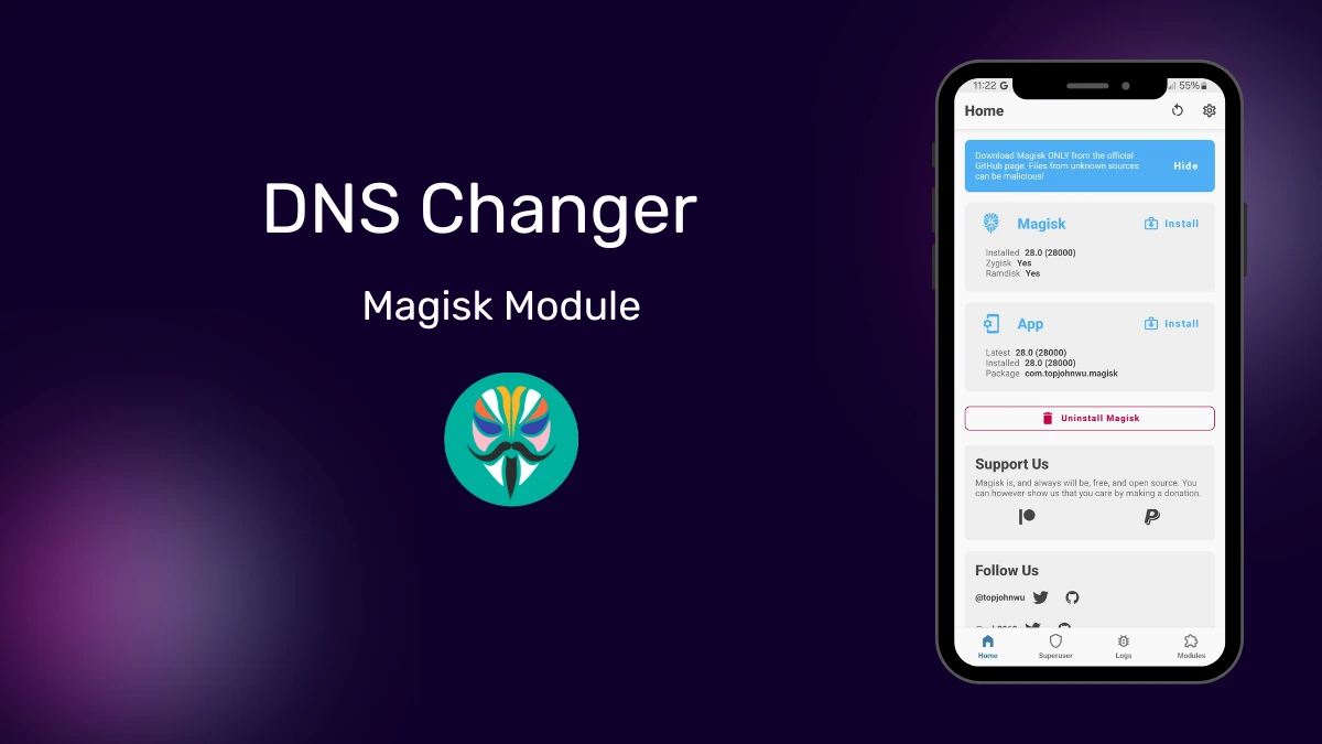 DNS Changer Magisk Module logo