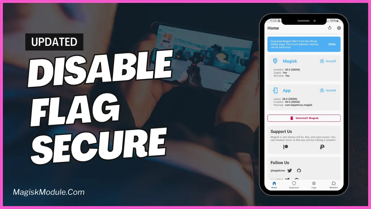 Disable Flag Secure v10 Magisk Module logo