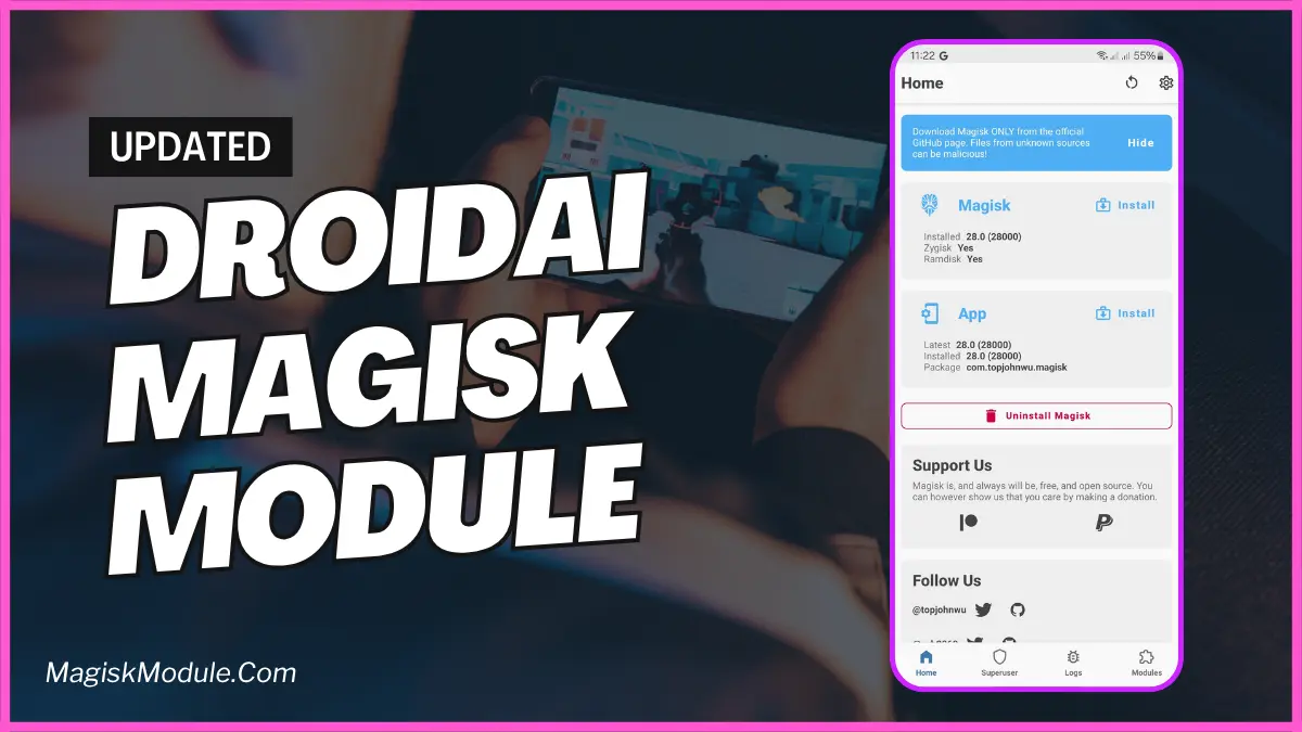 DroidAI Magisk Module – Auto Game Booster for Rooted Android logo