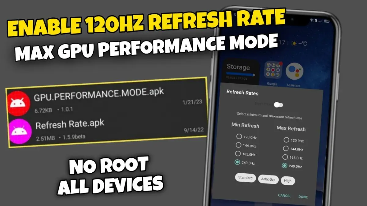 Enable 120hz + Max Gpu Performance on Any Android (No Root Required) logo