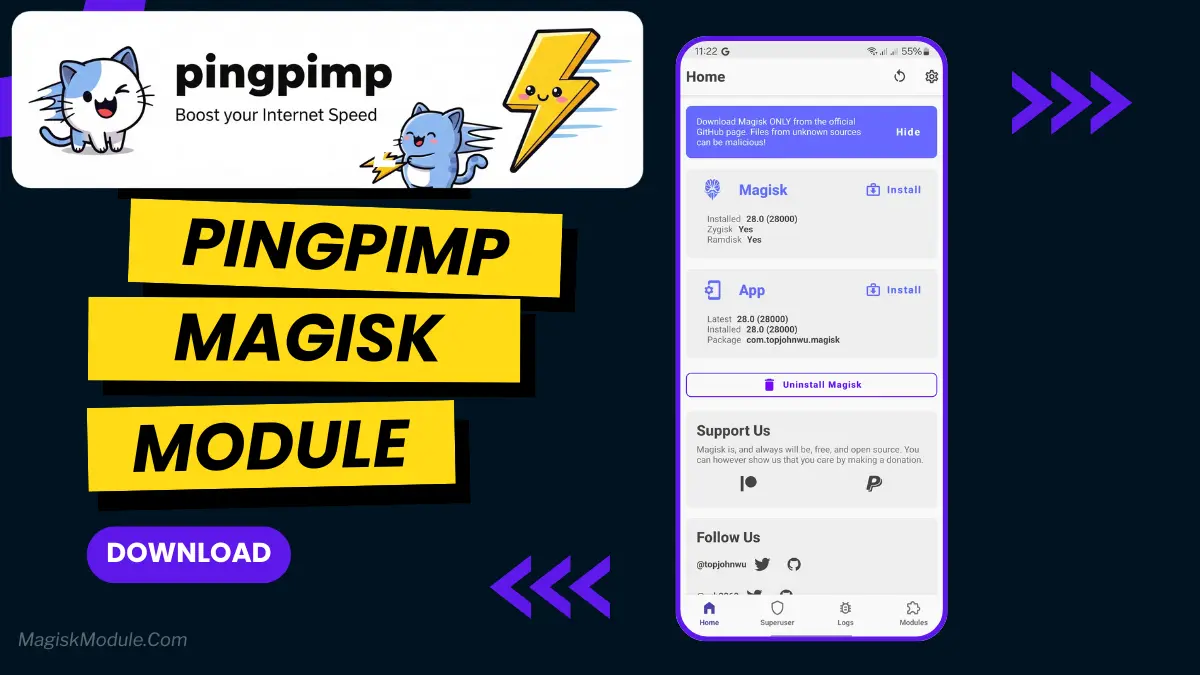 Fix High Ping in Games | PingPimp Magisk Module 2026 logo
