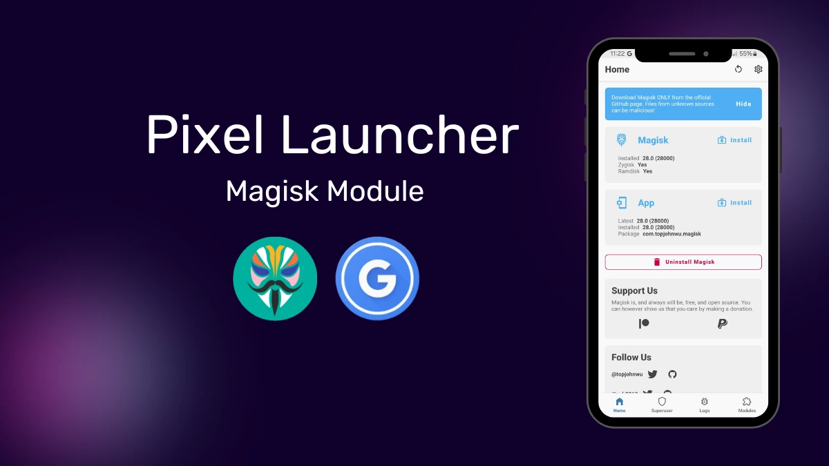 Pixel Launcher Magisk Module for Android 15 logo