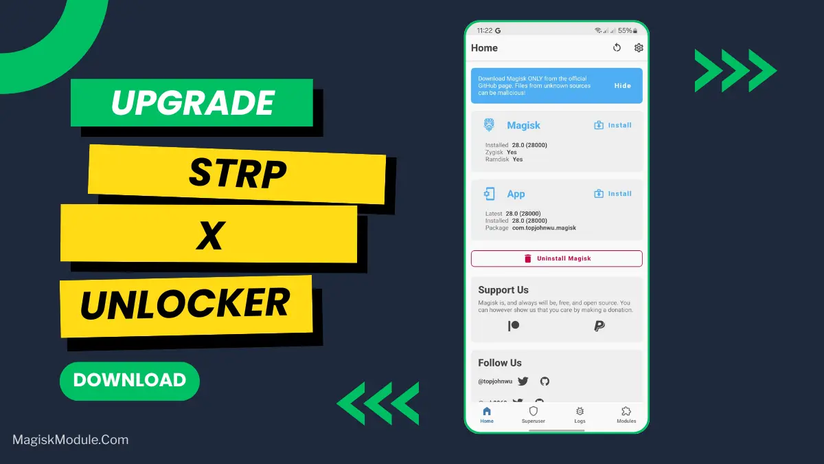 STRP x Unlocker Magisk Module: Unlock Your Gaming FPS logo