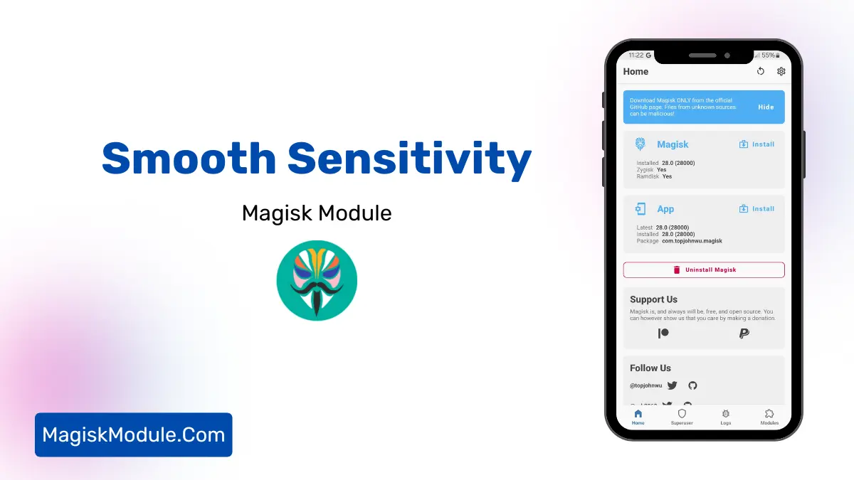 Smooth Sensitivity Gaming Magisk Module logo
