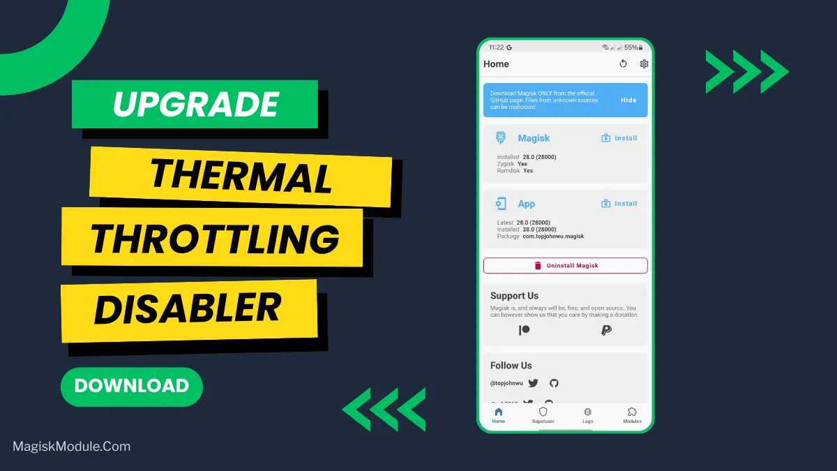 Universal Thermal Throttling Disabler Magisk Module logo